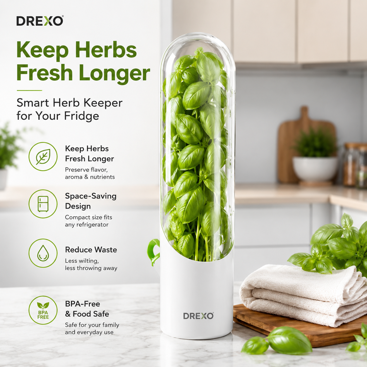 Fresh Herb Keeper™ – Refrigerator Herb Saver for Basil, Cilantro & Parsley