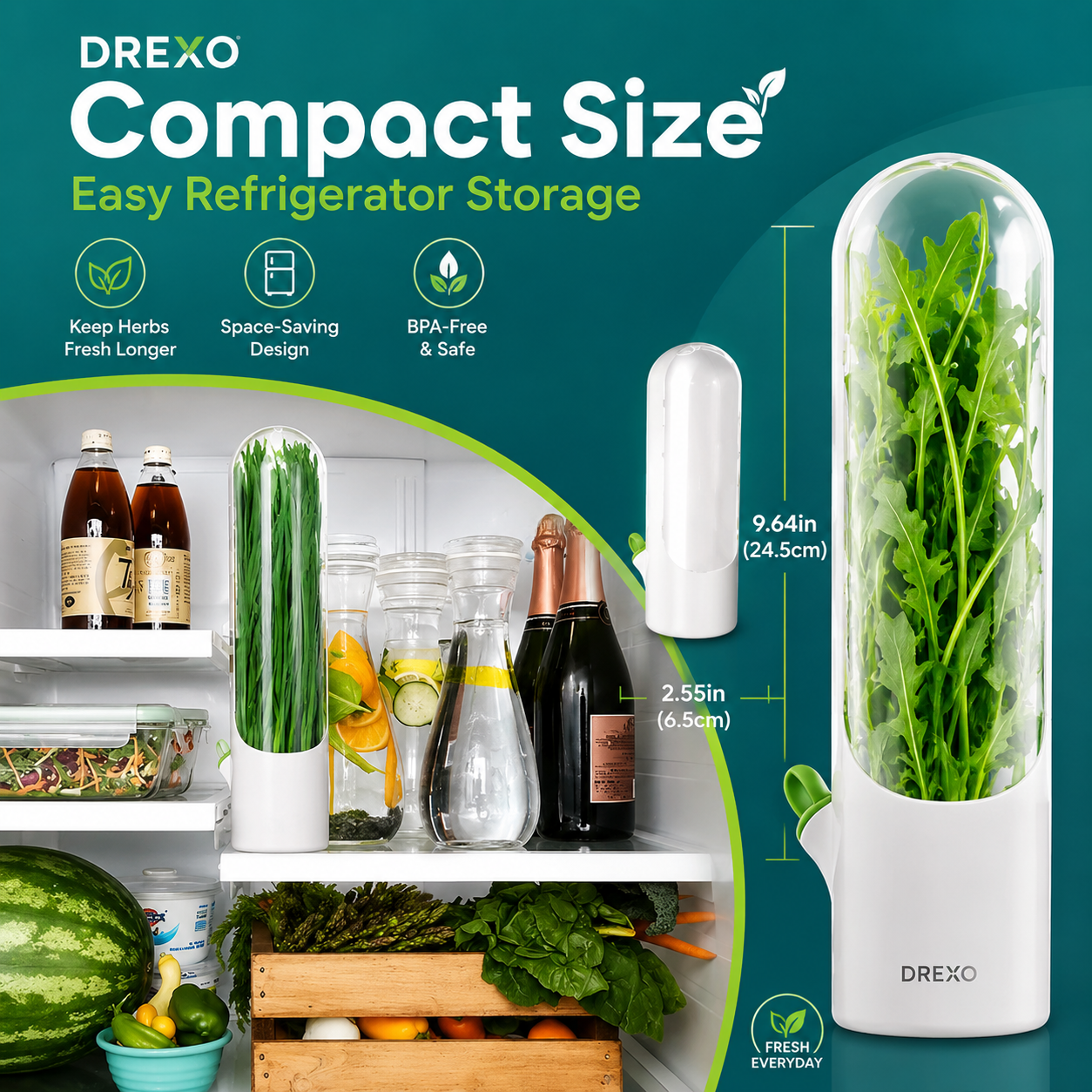 Fresh Herb Keeper™ – Refrigerator Herb Saver for Basil, Cilantro & Parsley