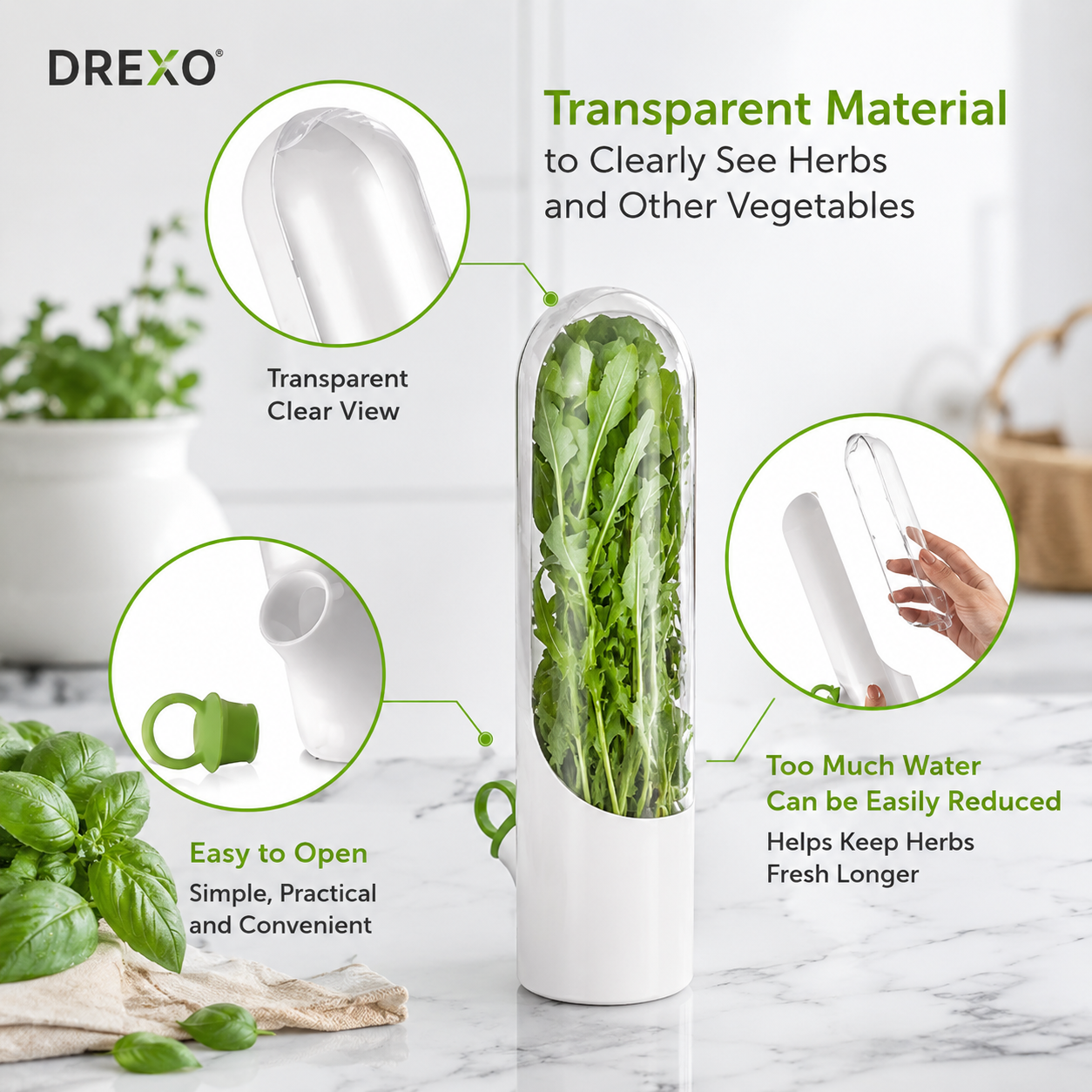 Fresh Herb Keeper™ – Refrigerator Herb Saver for Basil, Cilantro & Parsley