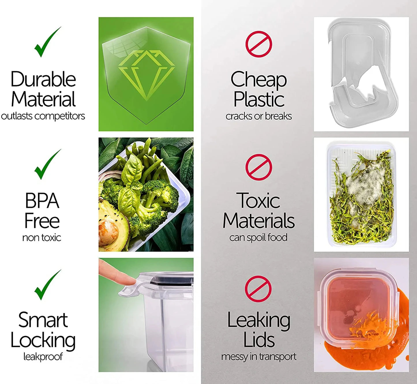 FreshLock Produce Saver Containers™ – 4-Piece Airtight Fridge Storage Set