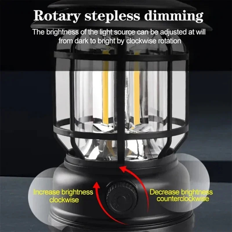 Retro Camping Lantern – Cozy Rechargeable LED Light