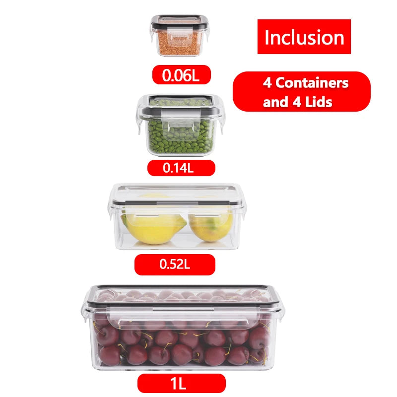 FreshLock Produce Saver Containers™ – 4-Piece Airtight Fridge Storage Set