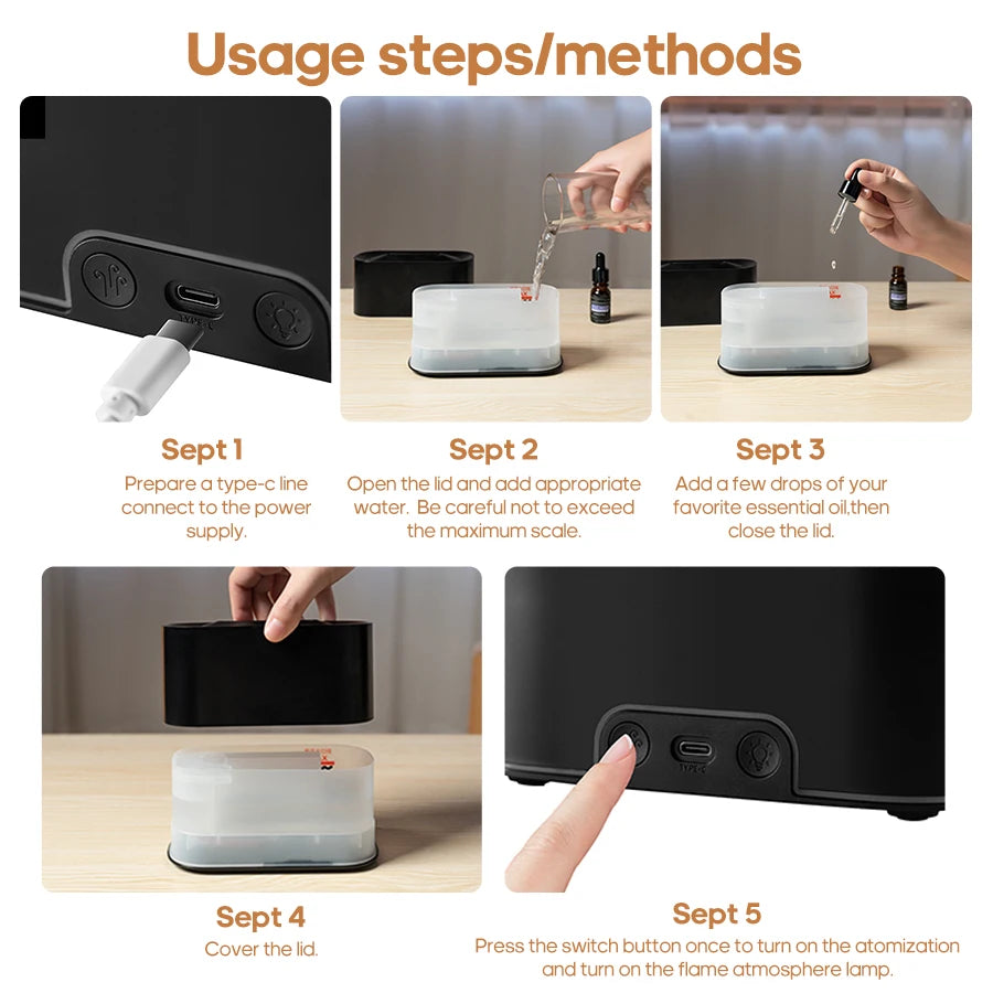 FlameMist™ Aroma Diffuser – Ultrasonic Essential Oil Humidifier