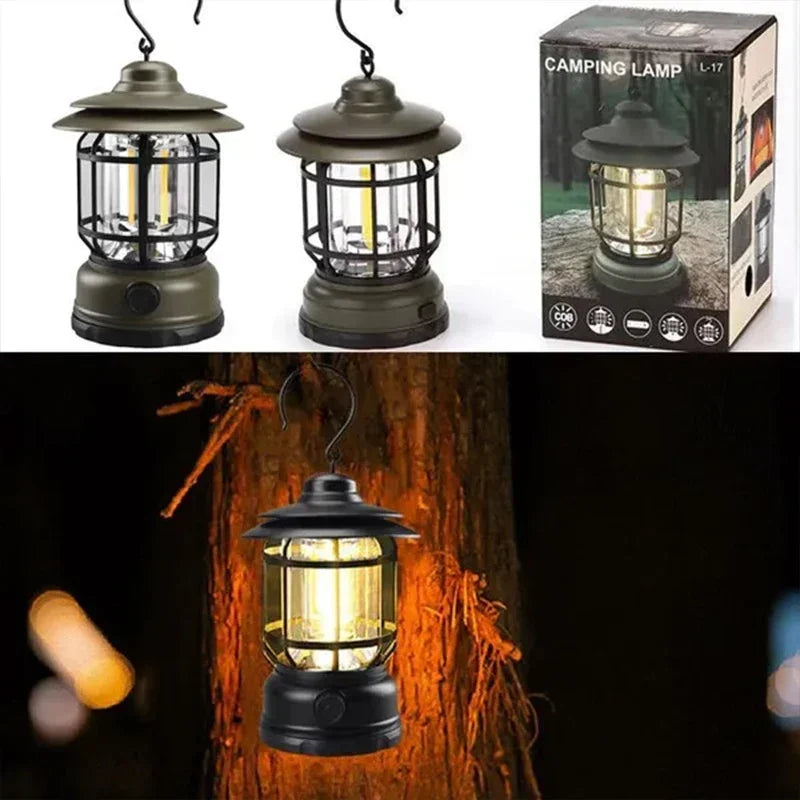 Retro Camping Lantern – Cozy Rechargeable LED Light