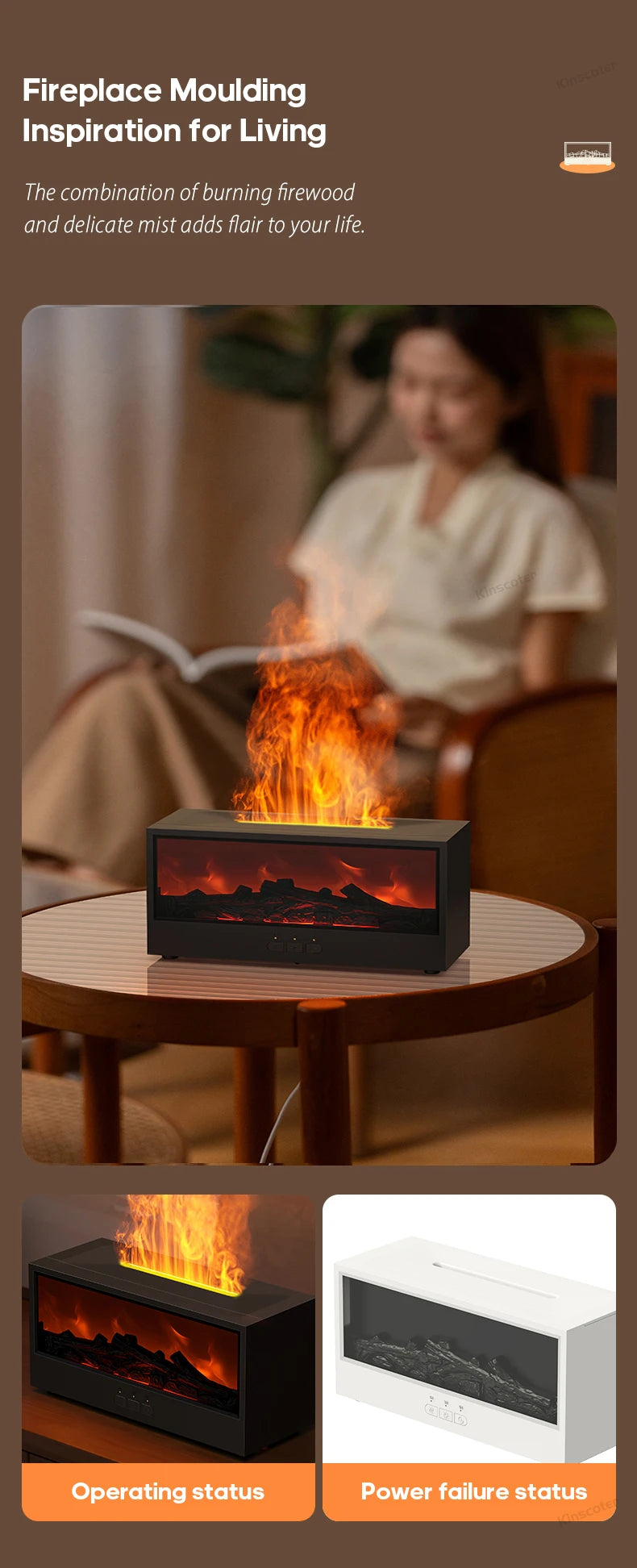 Fireplace Aroma Diffuser™ – Flame Mist Humidifier with Remote