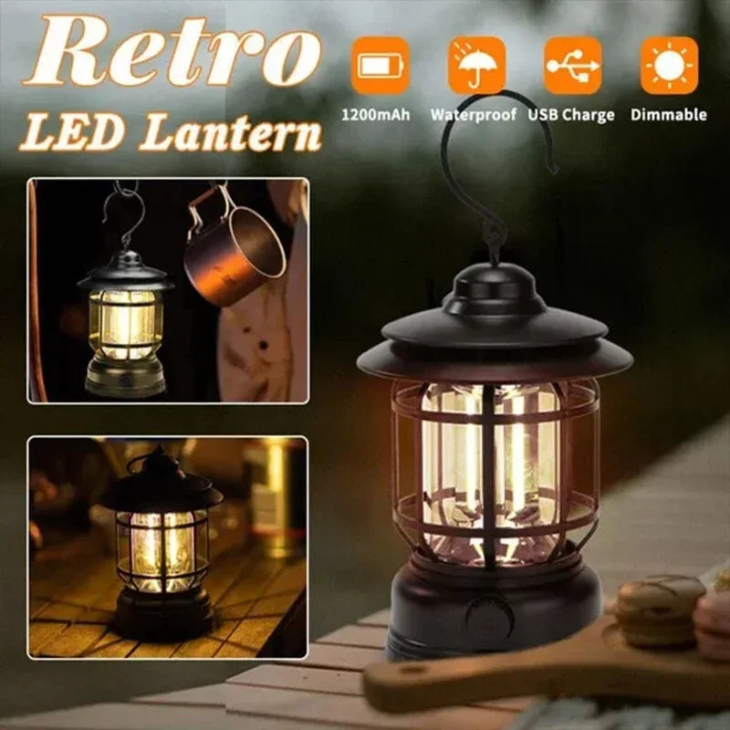 Retro Camping Lantern – Cozy Rechargeable LED Light
