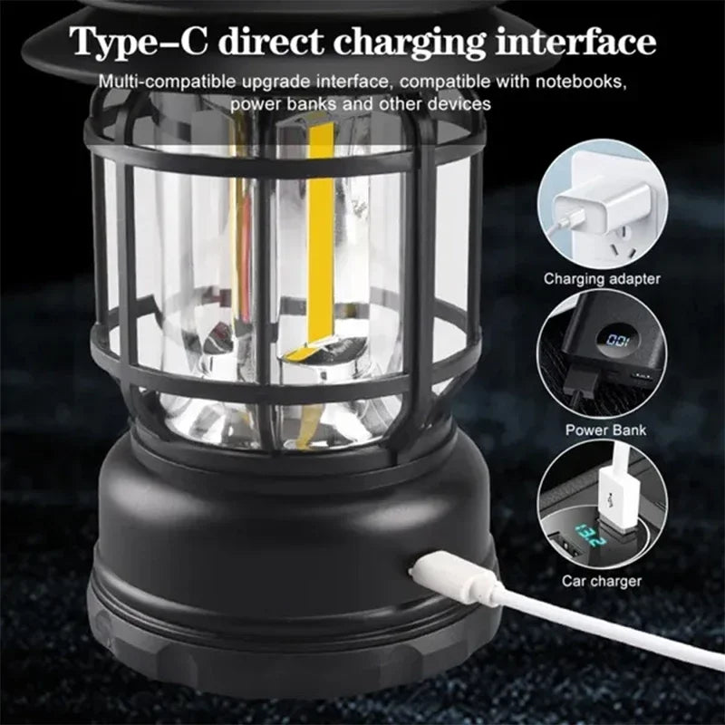 Retro Camping Lantern – Cozy Rechargeable LED Light