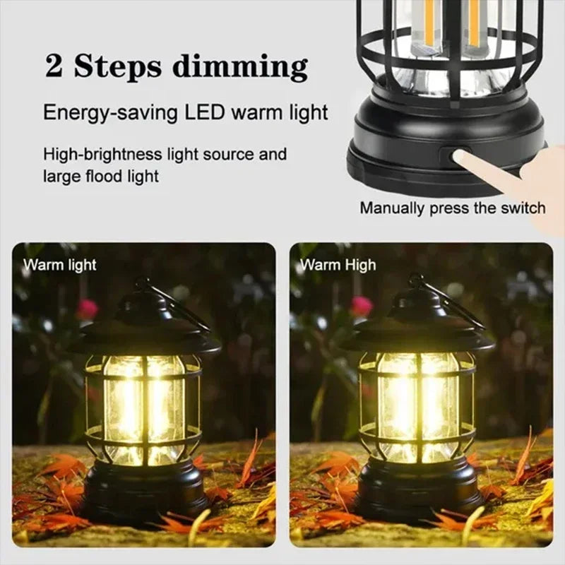 Retro Camping Lantern – Cozy Rechargeable LED Light