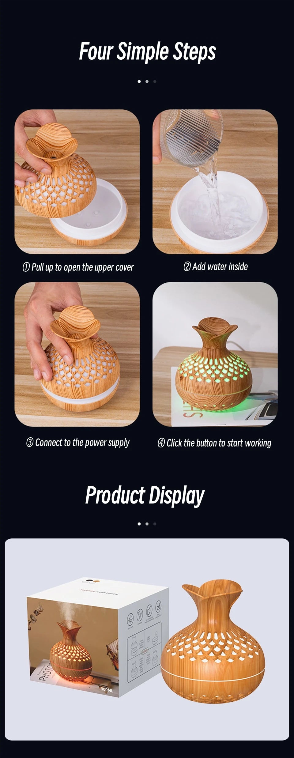 Natural Wood Aroma Humidifier