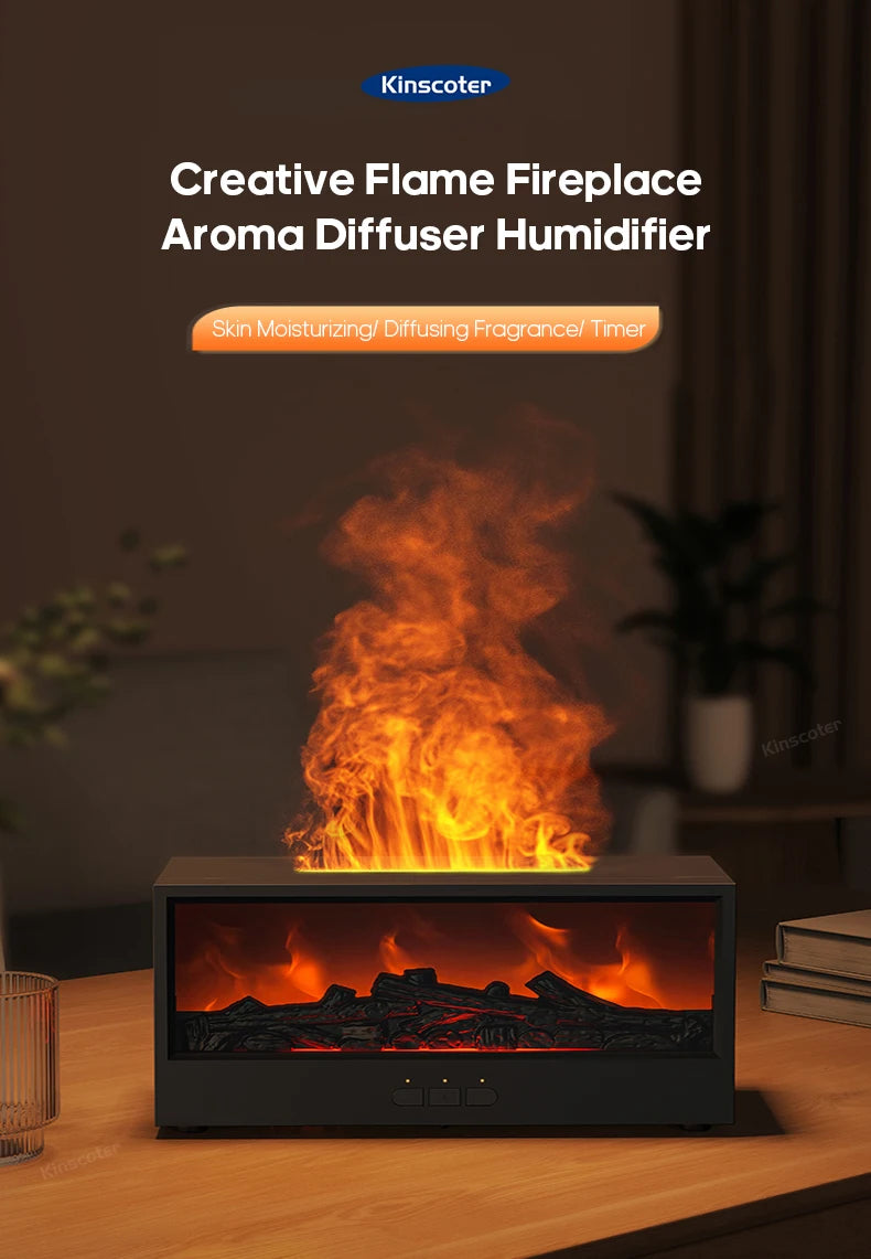 Fireplace Aroma Diffuser™ – Flame Mist Humidifier with Remote