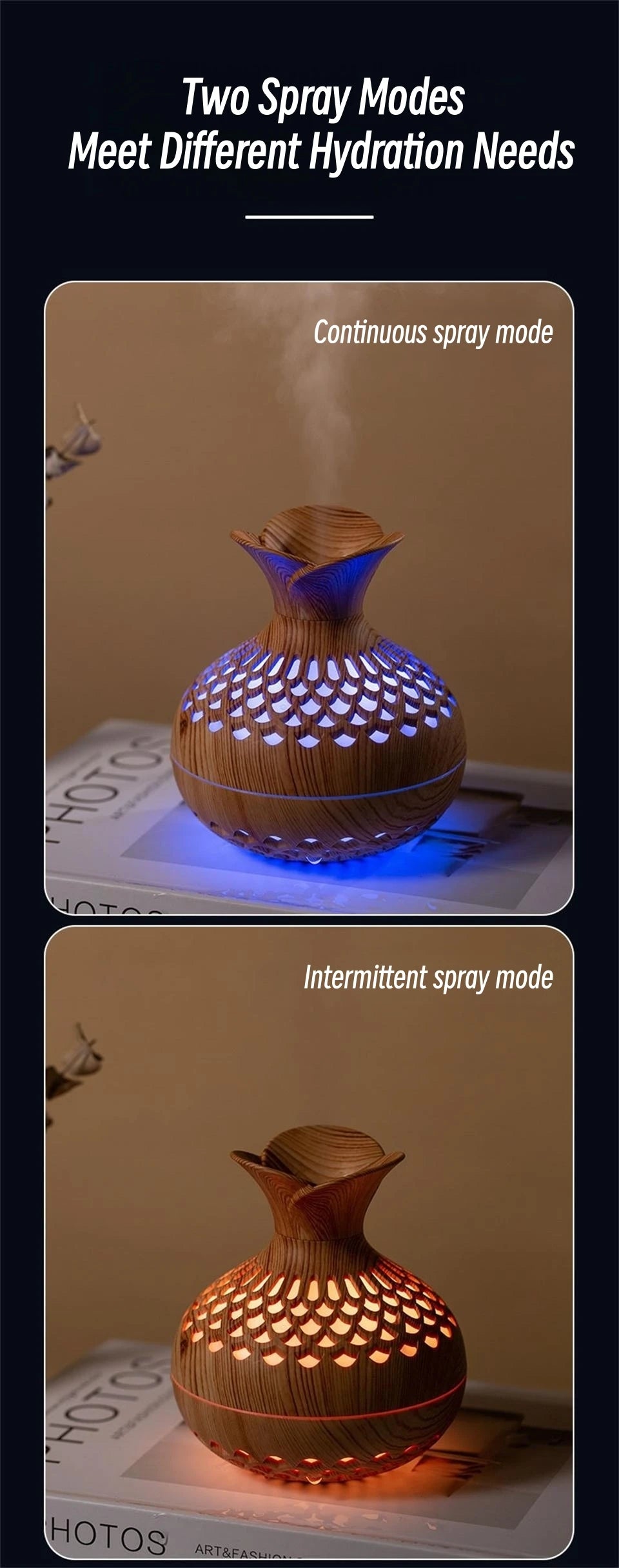 Natural Wood Aroma Humidifier