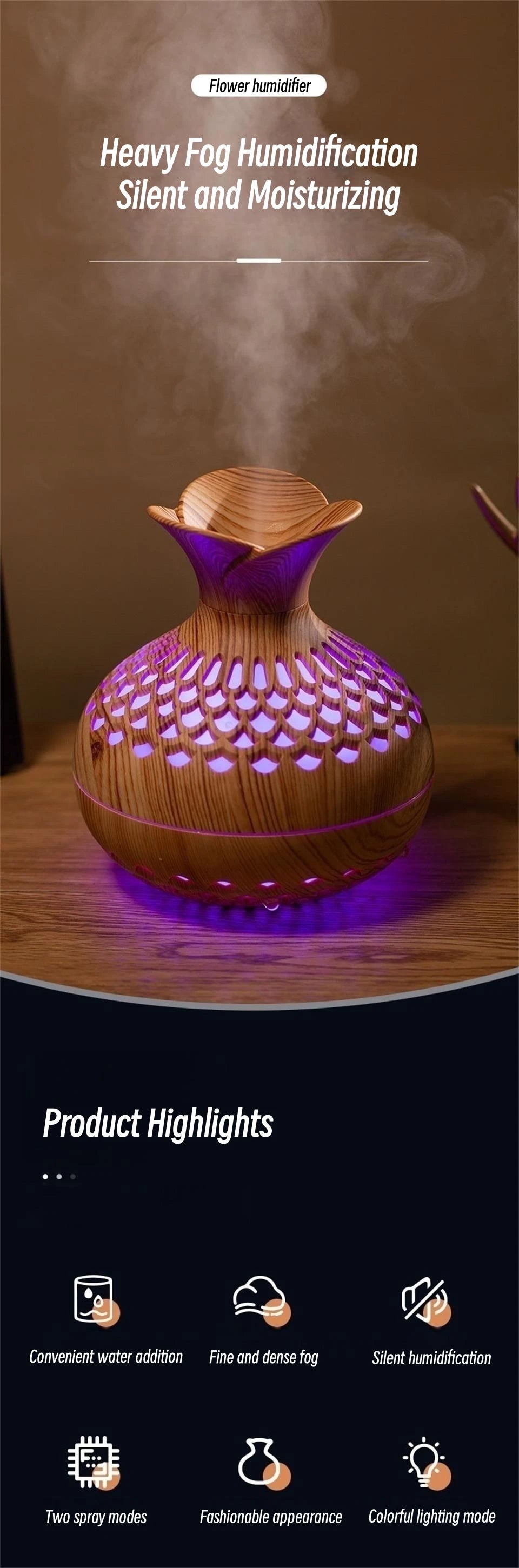 Natural Wood Aroma Humidifier