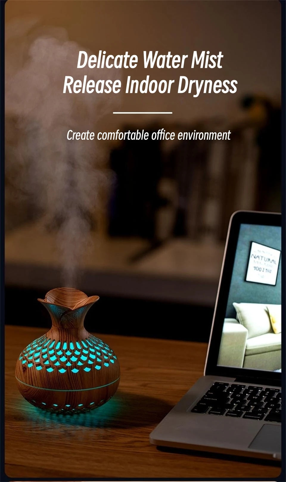 Natural Wood Aroma Humidifier