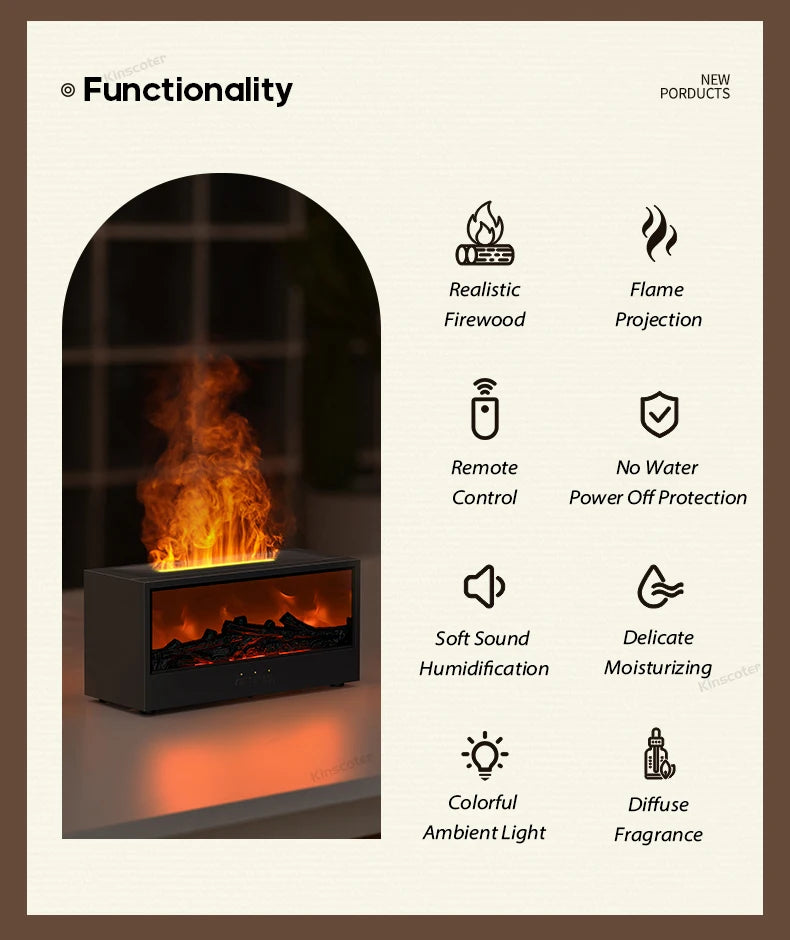 Fireplace Aroma Diffuser™ – Flame Mist Humidifier with Remote